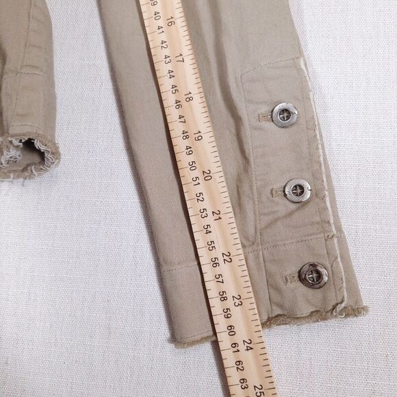 Margaret O’Leary Khaki Lapel Blazer Jacket Size Small Pleated Cotton Canvas Y2K - Picture 14 of 16